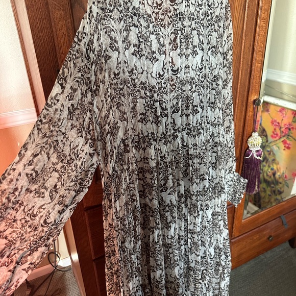 Anthropologie Black and White Maxi Gown with Bishop Sleeves - Picture 2 of 5